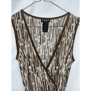 BCBG Paris Wrap Dress Womens XS Sleeveless Brown Classy Forest Fairy